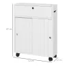 Armario de Baño Mueble Auxiliar con 4 Ruedas 2 Agujeros para Papel 2 Armarios y Estantes Ajustables 52x17x67 cm ... - Ogal.Es