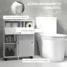 Armario de Baño Mueble Auxiliar con 4 Ruedas 2 Agujeros para Papel 2 Armarios y Estantes Ajustables 52x17x67 cm ... - Ogal.Es