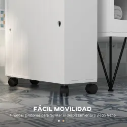 Armario de Baño Mueble Auxiliar con 4 Ruedas 2 Agujeros para Papel 2 Armarios y Estantes Ajustables 52x17x67 cm ... - Ogal.Es