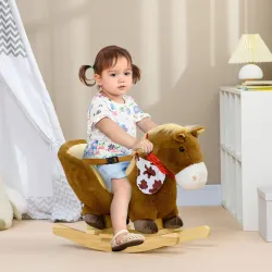 Caballo Balancín Infantil con Sonidos de Animal Cinturón de Seguridad Manillar y Reposapiés Carga 40 kg 60x33x50... - Ogal.Es