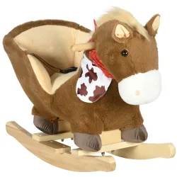 Caballo Balancín Infantil con Sonidos de Animal Cinturón de Seguridad Manillar y Reposapiés Carga 40 kg 60x33x50... - Ogal.Es
