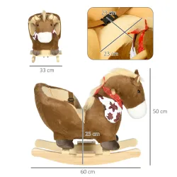 Caballo Balancín Infantil con Sonidos de Animal Cinturón de Seguridad Manillar y Reposapiés Carga 40 kg 60x33x50... - Ogal.Es