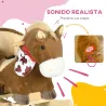 Caballo Balancín Infantil con Sonidos de Animal Cinturón de Seguridad Manillar y Reposapiés Carga 40 kg 60x33x50... - Ogal.Es