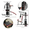 Multiestación de Musculación con Placas de Peso de 45 kg Carga Max. 110 kg para Entrenamiento 225x175x200 cm Negro - Ogal.Es