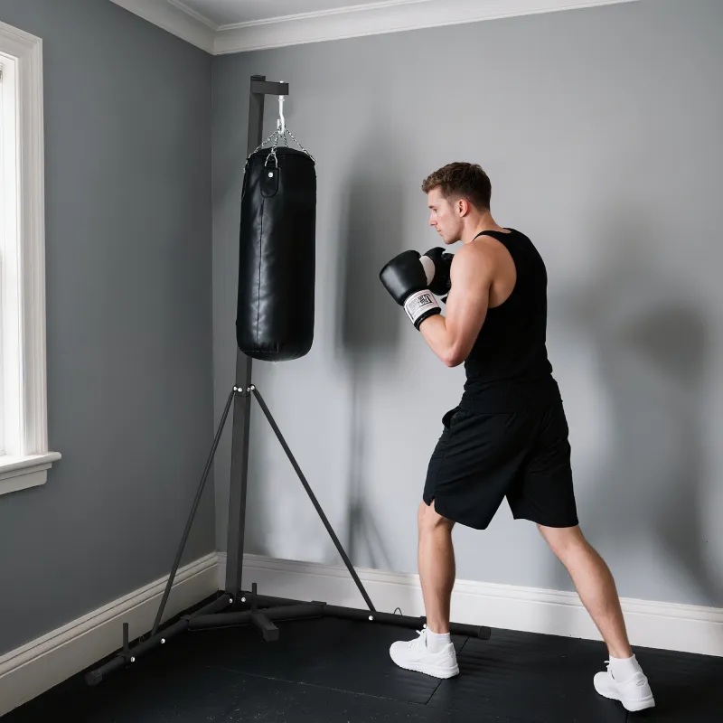 Soporte para Saco de Boxeo Plegable con Altura Ajustable para Entrenamiento en Casa Carga 60 kg 170x90x182-225 c... - Ogal.Es
