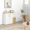 Aparador de Cocina con 2 Cajones 2 Armarios y Estantes Ajustables para Comedor 90x30x75,5 cm Blanco y Natural - Ogal.Es
