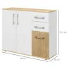 Aparador de Cocina con 2 Cajones 2 Armarios y Estantes Ajustables para Comedor 90x30x75,5 cm Blanco y Natural - Ogal.Es