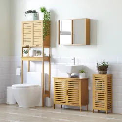 Armario de Baño de Bambú con Estantes Ajustables Mueble de Almacenaje para Salón Cocina Antivuelco 30x19,9x70 cm... - Ogal.Es