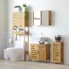 Armario de Baño de Bambú con Estantes Ajustables Mueble de Almacenaje para Salón Cocina Antivuelco 30x19,9x70 cm... - Ogal.Es