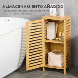 Armario de Baño de Bambú con Estantes Ajustables Mueble de Almacenaje para Salón Cocina Antivuelco 30x19,9x70 cm... - Ogal.Es