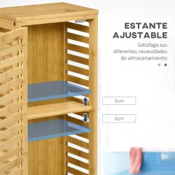 Armario de Baño de Bambú con Estantes Ajustables Mueble de Almacenaje para Salón Cocina Antivuelco 30x19,9x70 cm... - Ogal.Es