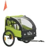 Remolque de Bicicleta para Niños +18 Meses con Cinturón de Seguridad Sistema de Amortiguador 140x88x90 cm Verde - Ogal.Es
