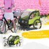 Remolque de Bicicleta para Niños +18 Meses con Cinturón de Seguridad Sistema de Amortiguador 140x88x90 cm Verde - Ogal.Es