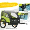 Remolque de Bicicleta para Niños +18 Meses con Cinturón de Seguridad Sistema de Amortiguador 140x88x90 cm Verde - Ogal.Es