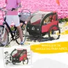 Remolque de Bicicleta para Niños +18 Meses con Cinturón de Seguridad Sistema de Amortiguador 140x88x90 cm Rojo - Ogal.Es