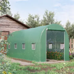 Invernadero de Túnel 500x200x205 cm Invernadero de Jardín con Puerta Enrollable y 8 Ventanas Cubierta PE 140 g/m... - Ogal.Es
