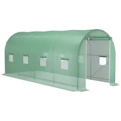 Invernadero de Túnel 500x200x205 cm Invernadero de Jardín con Puerta Enrollable y 8 Ventanas Cubierta PE 140 g/m... - Ogal.Es