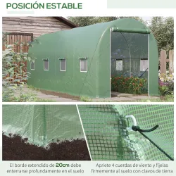 Invernadero de Túnel 500x200x205 cm Invernadero de Jardín con Puerta Enrollable y 8 Ventanas Cubierta PE 140 g/m... - Ogal.Es