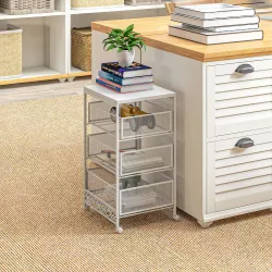 Carrito de Almacenamiento con Ruedas de 3 Niveles con 3 Cesta de Almacenamiento para Salón Comedor 34x29,5x57,5c... - Ogal.Es