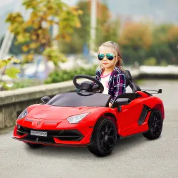 Coche Eléctrico Lamborghini para Niños Velocidad Max.5 km/h Puerta de Tijera con Control Remoto MP3 Rojo - Ogal.Es