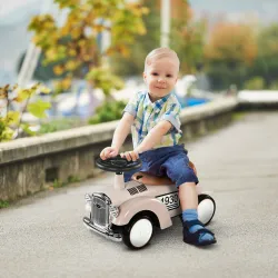 Coche Correpasillos para Bebés de 12 a 36 Meses con Bocina Compartimento de Almacenaje y Volante 58x27x35 cm Crema - Ogal.Es