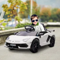 Coche Eléctrico Lamborghini para Niños Velocidad Max.5 km/h Puerta de Tijera con Control Remoto MP3 Blanco - Ogal.Es