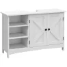 Mueble Bajo Lavabo de Pie con 2 Puertas y Estantes Ajustables Antivuelco Estilo Moderno 90x30x60 cm Blanco - Ogal.Es