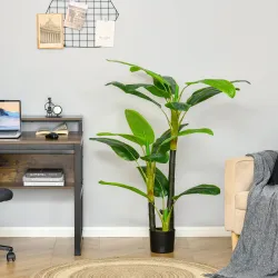 Platanera Artificial 150 cm con Maceta y 18 Hojas Planta Artificial para Decoración de Hogar Terraza Jardín Saló... - Ogal.Es