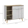 Aparador de Cocina con 1 Cajón 2 Puertas de Cierre Suave y Estantes Ajustables para Comedor 95x35x85 cm Blanco y... - Ogal.Es