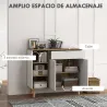 Aparador de Cocina con 1 Cajón 2 Puertas de Cierre Suave y Estantes Ajustables para Comedor 95x35x85 cm Blanco y... - Ogal.Es