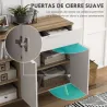 Aparador de Cocina con 1 Cajón 2 Puertas de Cierre Suave y Estantes Ajustables para Comedor 95x35x85 cm Blanco y... - Ogal.Es