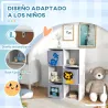 Librería para Niños de +3 Años con 6 Compartimientos y 3 Cajones de Tela no Tejida 61,8x29,9x91,5 cm Blanco y Gris - Ogal.Es