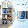 Librería para Niños de +3 Años con 6 Compartimientos y 3 Cajones de Tela no Tejida 61,8x29,9x91,5 cm Blanco y Gris - Ogal.Es
