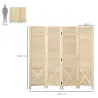 Biombo de 4 Paneles con Pantalla de Privacidad Divisor de Habitación Plegable 152x1,7x144,5 cm Estilo Rústico Na... - Ogal.Es