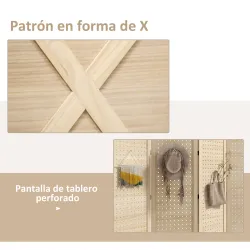 Biombo de 4 Paneles con Pantalla de Privacidad Divisor de Habitación Plegable 152x1,7x144,5 cm Estilo Rústico Na... - Ogal.Es