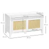Mueble Zapatero con Banco con 2 Puertas de Ratán Estilo Cannage Carga 130 kg para Pasillo 80x35x45 cm Blanco y N... - Ogal.Es