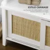 Mueble Zapatero con Banco con 2 Puertas de Ratán Estilo Cannage Carga 130 kg para Pasillo 80x35x45 cm Blanco y N... - Ogal.Es
