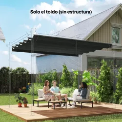 Cubierta para Techo Retráctil de 2,5x2,55m para Pérgola 3x3 Tela de Repuesto con 10 Orificios de Drenaje Gris Os... - Ogal.Es