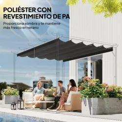 Cubierta para Techo Retráctil de 2,5x2,55m para Pérgola 3x3 Tela de Repuesto con 10 Orificios de Drenaje Gris Os... - Ogal.Es
