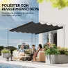 Cubierta para Techo Retráctil de 2,5x2,55m para Pérgola 3x3 Tela de Repuesto con 10 Orificios de Drenaje Gris Os... - Ogal.Es