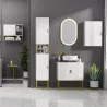 Mueble para Baño Suspendido con 1 Asa de Acero y Estantes Ajustables Estilo Moderno 40x15x60 cm Blanco - Ogal.Es