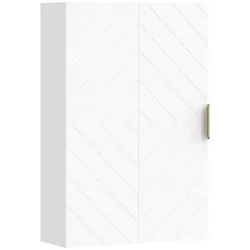 Mueble para Baño Suspendido con 1 Asa de Acero y Estantes Ajustables Estilo Moderno 40x15x60 cm Blanco - Ogal.Es