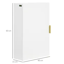 Mueble para Baño Suspendido con 1 Asa de Acero y Estantes Ajustables Estilo Moderno 40x15x60 cm Blanco - Ogal.Es