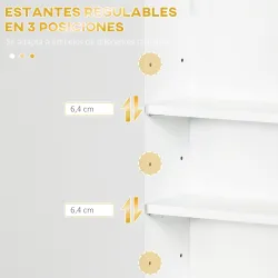 Mueble para Baño Suspendido con 1 Asa de Acero y Estantes Ajustables Estilo Moderno 40x15x60 cm Blanco - Ogal.Es