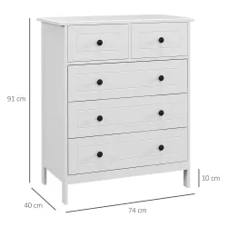 Cómoda con 5 Cajones Sifonier de Dormitorio para Salón Oficina Estudio Estilo Moderno 74x40x91 cm - Ogal.Es
