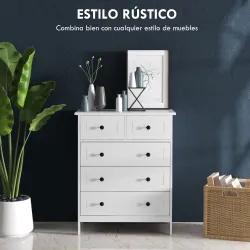 Cómoda con 5 Cajones Sifonier de Dormitorio para Salón Oficina Estudio Estilo Moderno 74x40x91 cm - Ogal.Es