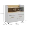Armario Archivador con Ruedas Cajón Barras Colgantes para Tamaño A4 y 2 Compartimentos 76x40x75,5 cm Roble y Blanco - Ogal.Es