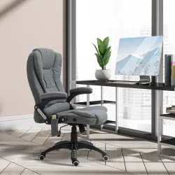 Silla de Masaje con 6 Puntos de Masaje con Función de Calefacción Altura Ajustable y Ruedas 68x72x110-120 cm Gris - Ogal.Es