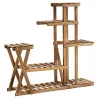 Estantería para Plantas con Pies de Madera con 5 Niveles Carga 60 kg para Interior y Exterior 98x28x95 cm Carbon... - Ogal.Es
