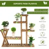 Estantería para Plantas con Pies de Madera con 5 Niveles Carga 60 kg para Interior y Exterior 98x28x95 cm Carbon... - Ogal.Es